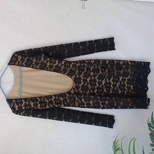 I SSUE Backless Body Hugging, Black Lace Dress, Size Med